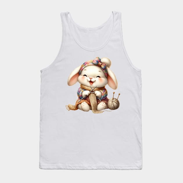 Rabbit Knitting A Sweater Tank Top by Chromatic Fusion Studio